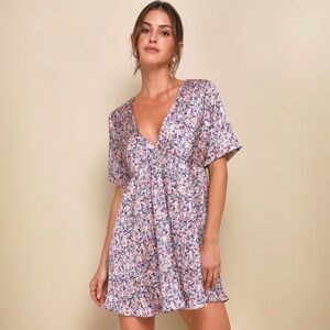 Lulu's Pink Floral Mini Dress